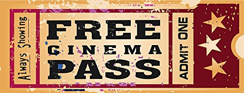 Product Cover Home Cinema Metal Sign, Ticket to the Movie, Media Room, Family Room, Bar, Den Decor by OMSC by OMSC