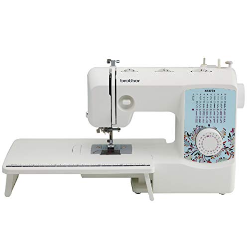 Product Cover Brother XR3774 Full-Featured Quilting Machine with 37 Stitches, 8 Sewing Feet, Wide Table, and Instructional DVD, Built, Red, 8 Included