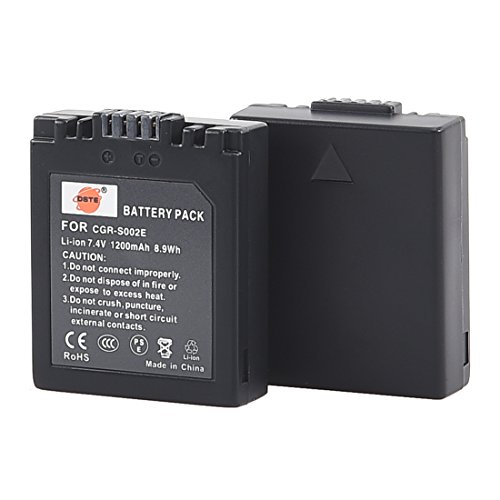 Product Cover DSTE Replacement for 2X CGR-S002 CGR-S002E Li-ion Battery Compatible Panasonic Lumix DMC-FZ1 FZ2 FZ3 FZ4 FZ5 FZ10 FZ15 FZ20 Camera as CGA-S002 DMW-BM7