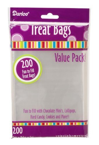 Product Cover Darice 28-002V 3-3/4-Inch-by- 6-Inch Clear Treat Bag 2 pack totals 400-Pieces