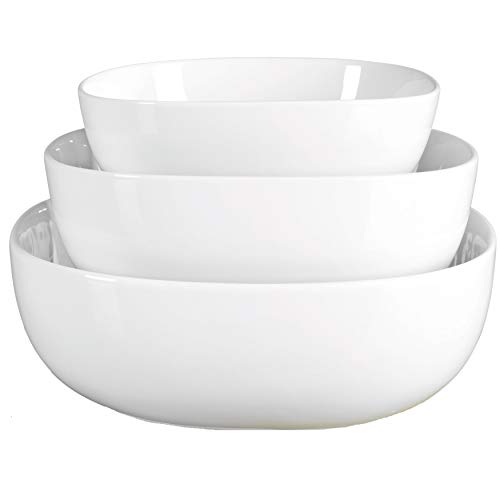 Product Cover Denmark White Porcelain Chip Resistant Scratch Resistant Commercial Grade Serveware, 3 Piece Serving Bowl Set