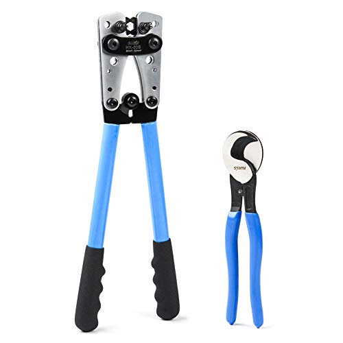 Product Cover IWISS Battery Cable Lug Crimping Tool from AWG 8-1/0 with Cable Cutter