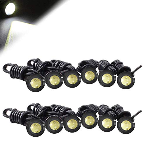 Product Cover HOTSYSTEM Eagle Eye LED Light Bulbs 9W DC12V 12mm for Off-Road Car ATV Camper Trunk Motorcycle Day Time DRL License Plate Turn Signal Stop Parking Tail Reverse Fog Trunk Backup Light (White,12-pack)