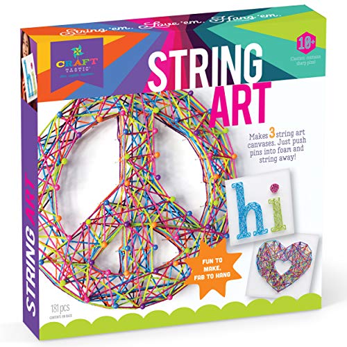 Product Cover Craft-tastic - String Art Kit - Craft Kit Makes 3 Large String Art Canvases - Peace Sign Edition