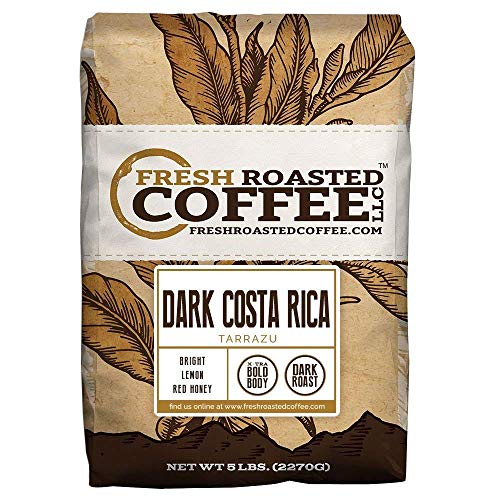 Product Cover Fresh Roasted Coffee LLC, Dark Costa Rica Tarrazu Coffee, Dark Roast, Whole Bean, 5 Pound Bag