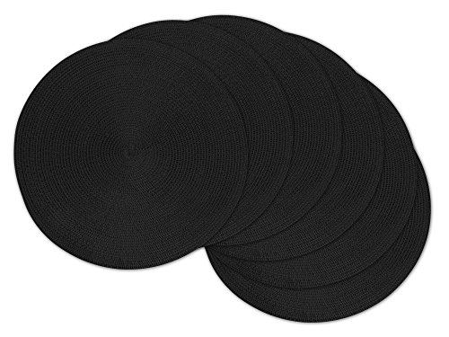 Product Cover DII Round Woven Placemat, Set of 6, Black - Perfect for Halloween, Dinner Parties, BBQs and Everyday Use