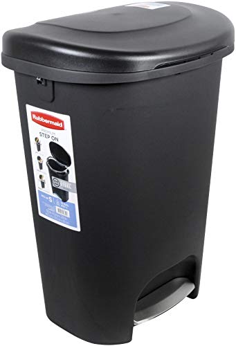 Product Cover Rubbermaid Spring-Top Wastebasket, 53-Quart, 13 1/4 Gallon, Black (FG5L5806BLA)