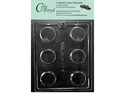 Product Cover CybrTrayd AO138-3BUNDLE Plain Cookie Chocolate Candy Mold with Exclusive Copyrighted Chocolate Molding Instructions, Pack of 3
