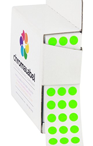 Product Cover ChromaLabel 1/4 Inch Round Permanent Color-Code Dot Stickers, 1000 per Dispenser Box, Fluorescent Green
