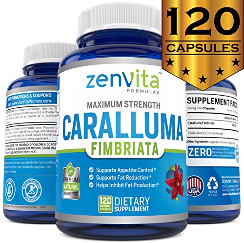 Product Cover Pure Caralluma Fimbriata Extract 1200 mg - 120 Capsules, Non-GMO & Gluten Free, Maximum Strength Natural Weight Loss Supplement, Diet Pills That Work Fast for Women and Men