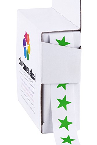 Product Cover ChromaLabel 3/8 Inch Color-Code Star Stickers, 1000 Labels per Dispenser Box, Green