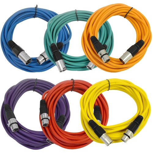 Product Cover SEISMIC AUDIO - SAXLX-25-6 Pack of 25' Multiple Color XLR Male to XLR Female Microphone Cables - Balanced - 25 Foot Patch Cords