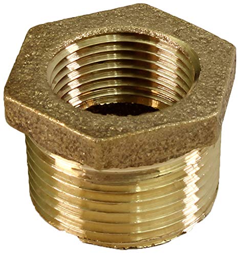 Product Cover Everflow BRBU0120-NL 1/2 Inch Male NPT X 1/8 Inch Female NPT Brass Lead Free Bushing, Fitting with Hexagonal Head, Brass Construction, Higher Corrosion Resistance Economical & Easy to Install