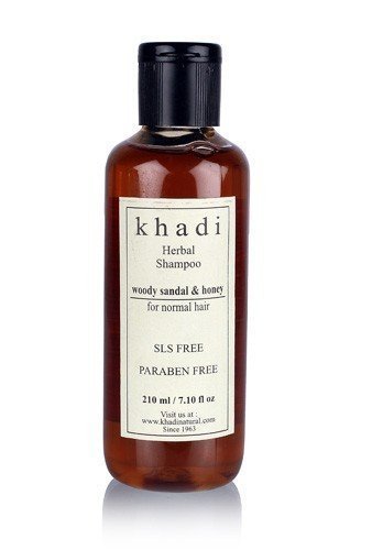 Product Cover Khadi Natural Herbal Ayurvedic Woody Sandal and Honey Herbal Shampoo for all Hair Types SLS & Paraben Free (210 ml)