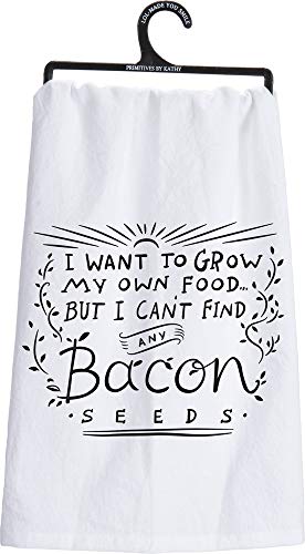 Product Cover Primitives by Kathy LOL Made You Smile Dish Towel, 28-inch by 28-inch, Bacon Seeds