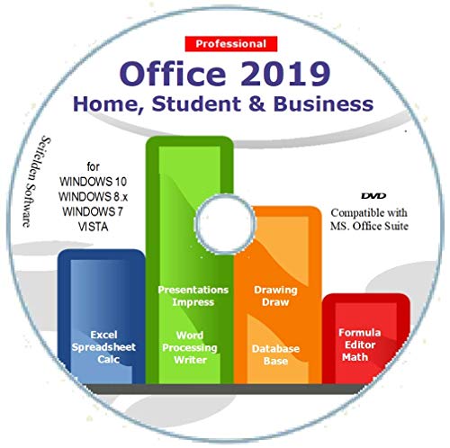 Product Cover Office Suite 2019 Home Student and Business for Windows 10 8.1 8 7 Vista 32 64bit| Alternative to Office 2016 2013 2010 365 Compatible with Word Excel PowerPoint ⭐⭐⭐⭐⭐