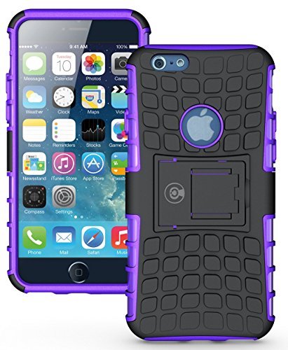 Product Cover Cable And Case iPhone 6S Case, iPhone 6 Case [Heavy Duty] Tough Dual Layer 2 in 1 Rugged Rubber Hybrid Hard/Soft Impact Protective Cover [with Kickstand] Shipped from The U.S.A. - Purple