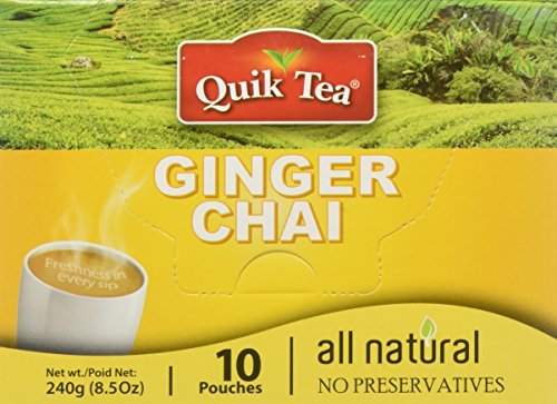 Product Cover Quik Tea Ginger Chai Latte Teabags Made from Assam Teas All Natural No Preservatives 10 Pouches (240 g / 8.5 oz)