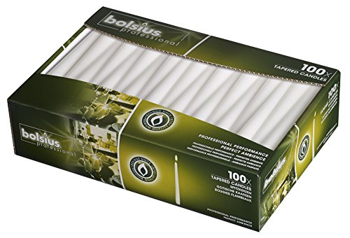 Product Cover BOLSIUS Long Household White Taper Candles - 10-inch Unscented Premium Quality Wax - 7.5 Hour Long Burning Dripless Candles Bulk Pack of 100 for Home Decor, Wedding, Parties and Special Occasions