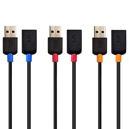 Product Cover Cable Matters 3-Pack USB to USB Extension Cable (Male to Female USB Extender Cable) - 3 Feet