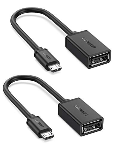 Product Cover UGREEN Micro USB to USB, Micro USB 2.0 OTG Cable 2 Pack On The Go Adapter Micro USB Male to USB Female for Samsung S7 S6 Edge S4 S3, LG G4, DJI Spark Mavic Remote Controller, Android Tablets (Black)
