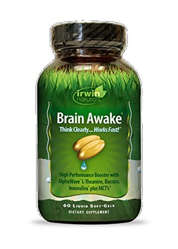 Product Cover Brain Awake High Performance Booster by Irwin Naturals, B Vitamins and MCT, Think Clearer and Work Faster, 60 Liquid Soft-Gels