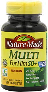Product Cover Nature Made Multi for Him 50+ Multiple Vitamin and Mineral Supplement Tablets, 90-Count (Pack of 2)