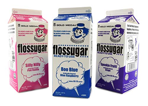 Product Cover Cotton Candy Floss Sugar-Blue Raspberry, Pink Vanilla & Grape-1/2 Gallon-three Pack