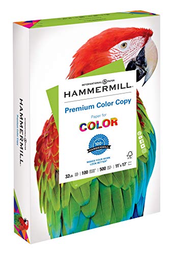 Product Cover Hammermill Paper, Premium Color Copy Paper, 11 x 17 Paper, Ledger Size, 32lb Paper, 100 Bright, 1 Ream / 500 Sheets (102660R) Acid Free Paper