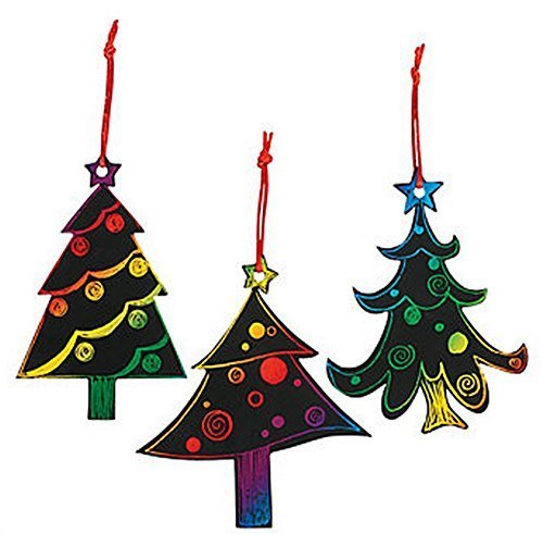 Product Cover Magic Color Scratch Christmas Tree Ornaments (24 Count) - Crafts for Kids & Ornament Crafts