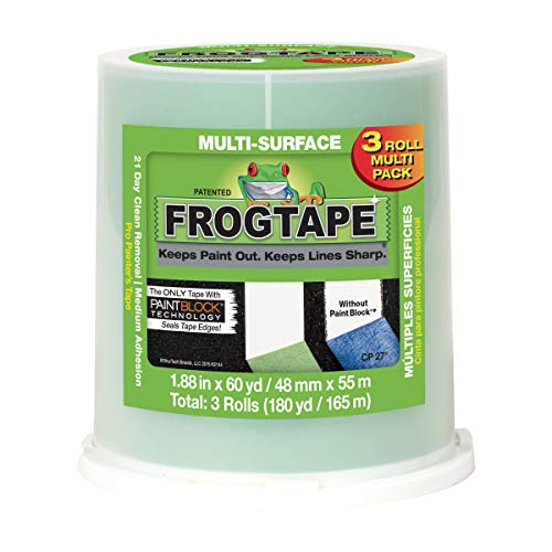 Product Cover FROGTAPE 240661 Multi-Surface Painter's Tape with PAINTBLOCK, Medium Adhesion, 1.88 Inches x 60 Yards, Green, 3 Rolls