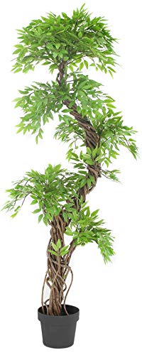 Product Cover Luxury Japanese Fruticosa Tree, Handmade Artificial Plant, Replica Japanese Tree Made With Real Bark and Synthetic Leaves in a Brown Plastic Pot, 165 Centimetres Tall