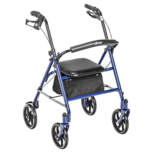 Product Cover Drive Medical Four Wheel Walker Rollator with Fold Up Removable Back Support