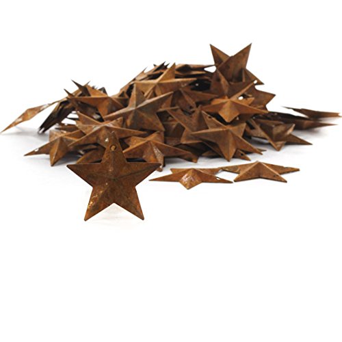 Product Cover Factory Direct Craft Package of 100 Rusted Tin Dimensional Miniature Barn Stars with Hole and Hollow Backs