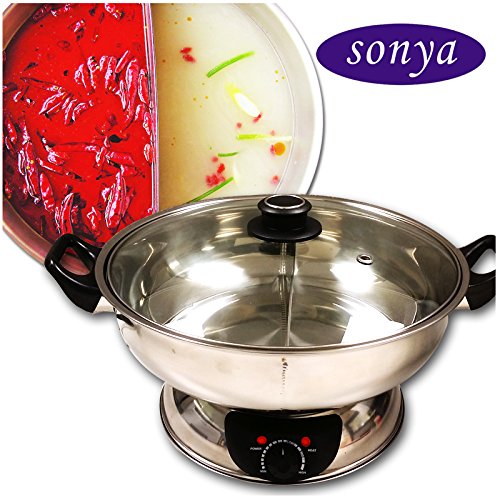 Product Cover Sonya Shabu Shabu Hot Pot Electric Mongolian Hot Pot W/DIVIDER UL Approved for safety