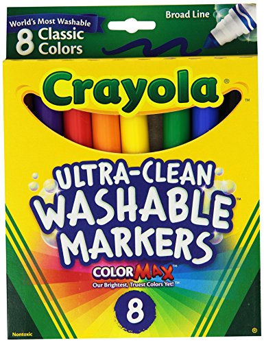 Product Cover Crayola Washable Markers, Broad Point, Classic Colors, 8/Pack (58-7808) (Pack of 2)