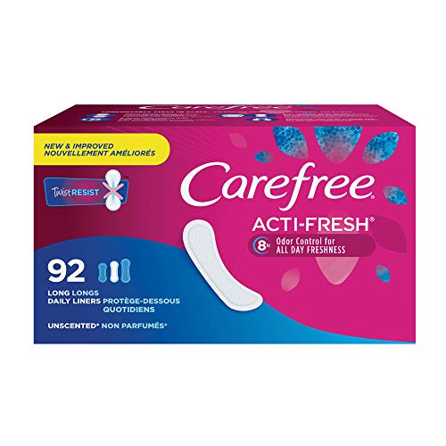Product Cover Carefree Carefree Acti-Fresh Ultra-Thin Panty Liners, Long To Go, Unscented - 92 Count
