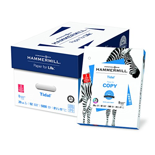 Product Cover Hammermill Paper, Tidal Copy Paper, 8.5 x 11 Paper, 3 Hole, 20lb Paper, 92 Bright, 10 Ream / 5,000 Sheets (162032C)