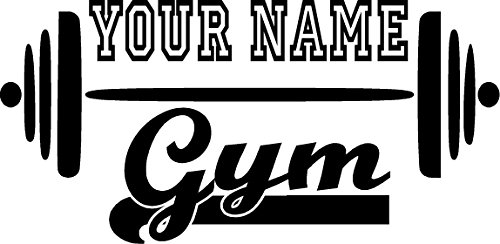 Product Cover CreativeSignsnDesigns Gym Name w/Barbell- Customized Vinyl Wall Decal Fitness (Black, 17.5