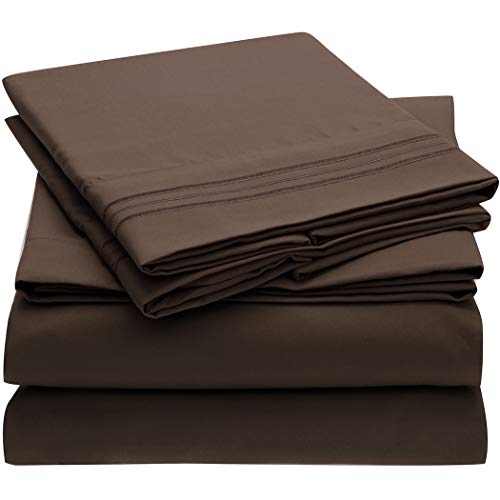 Product Cover Mellanni Bed Sheet Set - Brushed Microfiber 1800 Bedding - Wrinkle, Fade, Stain Resistant - Hypoallergenic - 4 Piece (Queen, Brown)
