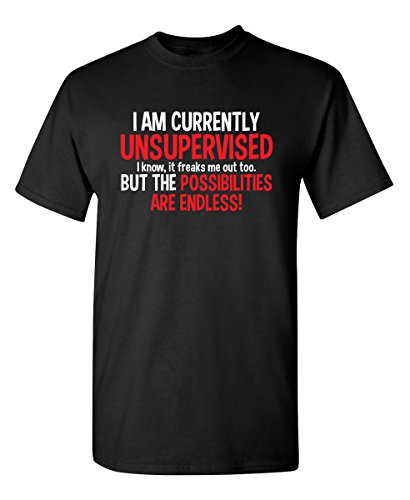 Product Cover I Am Currently Unsupervised Adult Humor Novelty Graphic Sarcasm Funny T Shirt