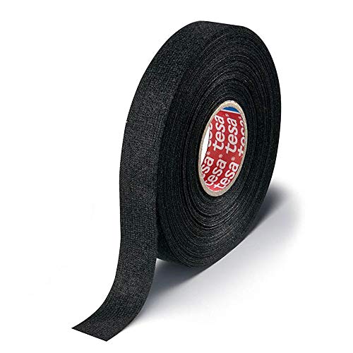 Product Cover Tesa 51608 Black Fuzzy Fleece Interior Wire Loom Harness Tape for VW, Audi, Mercedes, BMW 19 mm X 15 meters