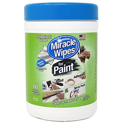 Product Cover MiracleWipes for Paint Cleanup - All Purpose Cleaner, Brushes, Wet Paint, Caulking, Hands, Epoxy, Acrylic, DIY - Removes Grease, Grime, Oils, Adhesives & More - Cleaning Supplies - (60 Count)