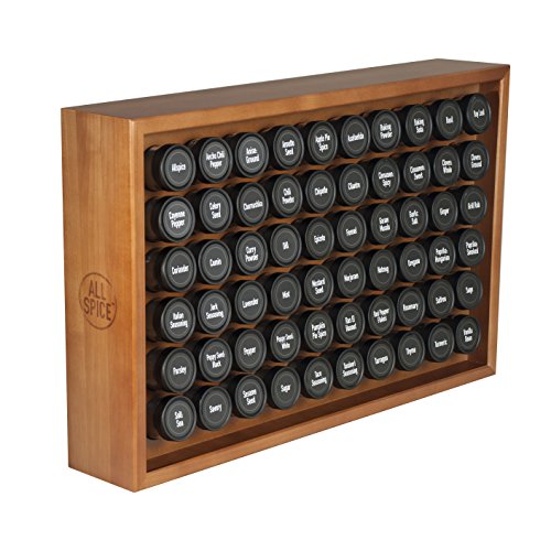 Product Cover AllSpice Wooden Spice Rack, Includes 60 4oz Jars- Cherry Stain