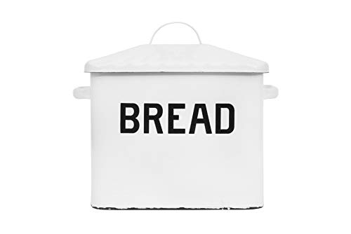 Product Cover Creative Co-op Enameled Metal Distressed Bread Box with Lid, White