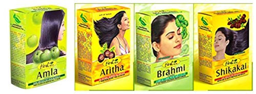 Product Cover Hesh Herbal Amla Powder 100G, Brahmi Powder 100G, Shikakai Powder 100G, Aritha Powder 100G - 1 Complete Hair Care Combo Pack