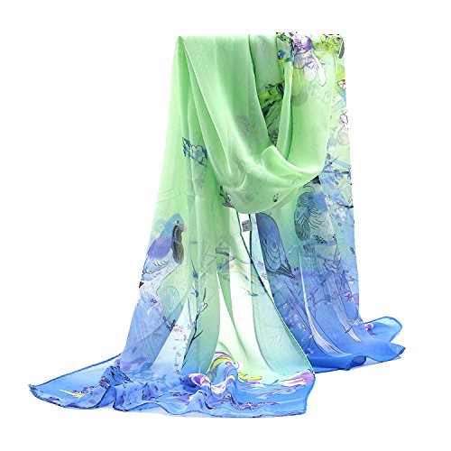 Product Cover Herebuy - Unique Women's Floral Scarves: Chiffon Flowers & Birds Printed Scarf