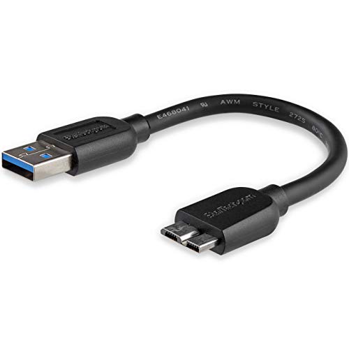 Product Cover StarTech.com 15cm 6-Inch Short Slim SuperSpeed USB 3.0 A to Micro B Cable (USB3AUB15CMS)
