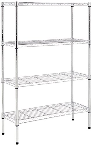Product Cover AmazonBasics 4-Shelf Shelving Storage Unit, Metal Organizer Wire Rack, Chrome Silver (36L x 14W x 54H)