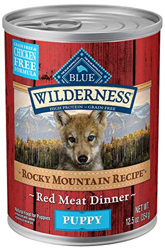 Product Cover Blue Buffalo Wilderness Rocky Mountain Recipe High Protein Grain Free, Natural Puppy Wet Dog Food, Red Meat 12.5-oz can (pack of 12)